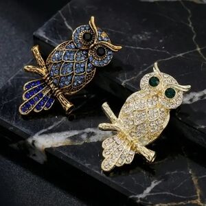 🆕️🦉 RHINESTONED OWL BROOCH PIN 🦉